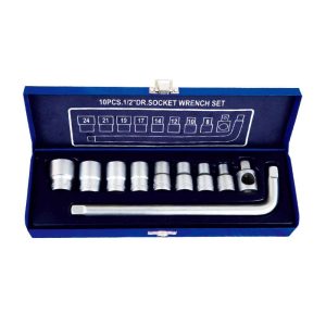 10-Piece 12.5mm Metric Socket Set with L-Bar & Adapter