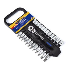 25Pcs Drive 6.3mm Metric Sockets Set & Bit Ratchet Kit