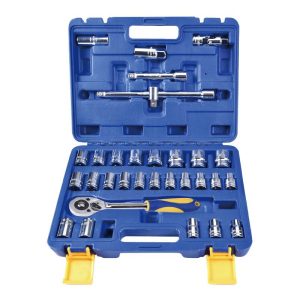 32-Piece 12.5mm Hex & 12-Point Metric Socket Set Kit