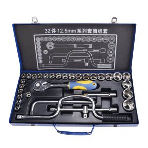 32-Piece 12.5mm Hex & 12-Point Socket Set with Ratchet