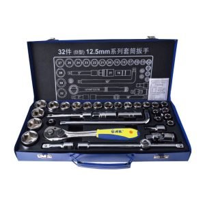 32-Piece 12.5mm Metric Socket Set with Ratchet Kit