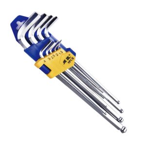 Ball End Hex Key Set, Metric Ball-End Allen Wrench Set, 9Pcs Cr-V Chrome Hex Key Kit