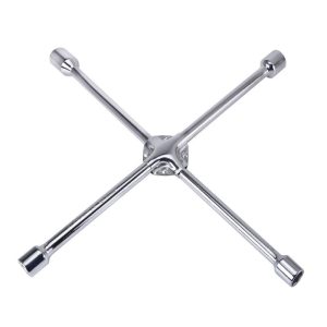 Fully Polished Cross Rim Wrench with Protective Sleeve